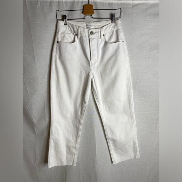 Good American Good Legs Straight Raw Hem Jeans White size 26/2 - Picture 3 of 5